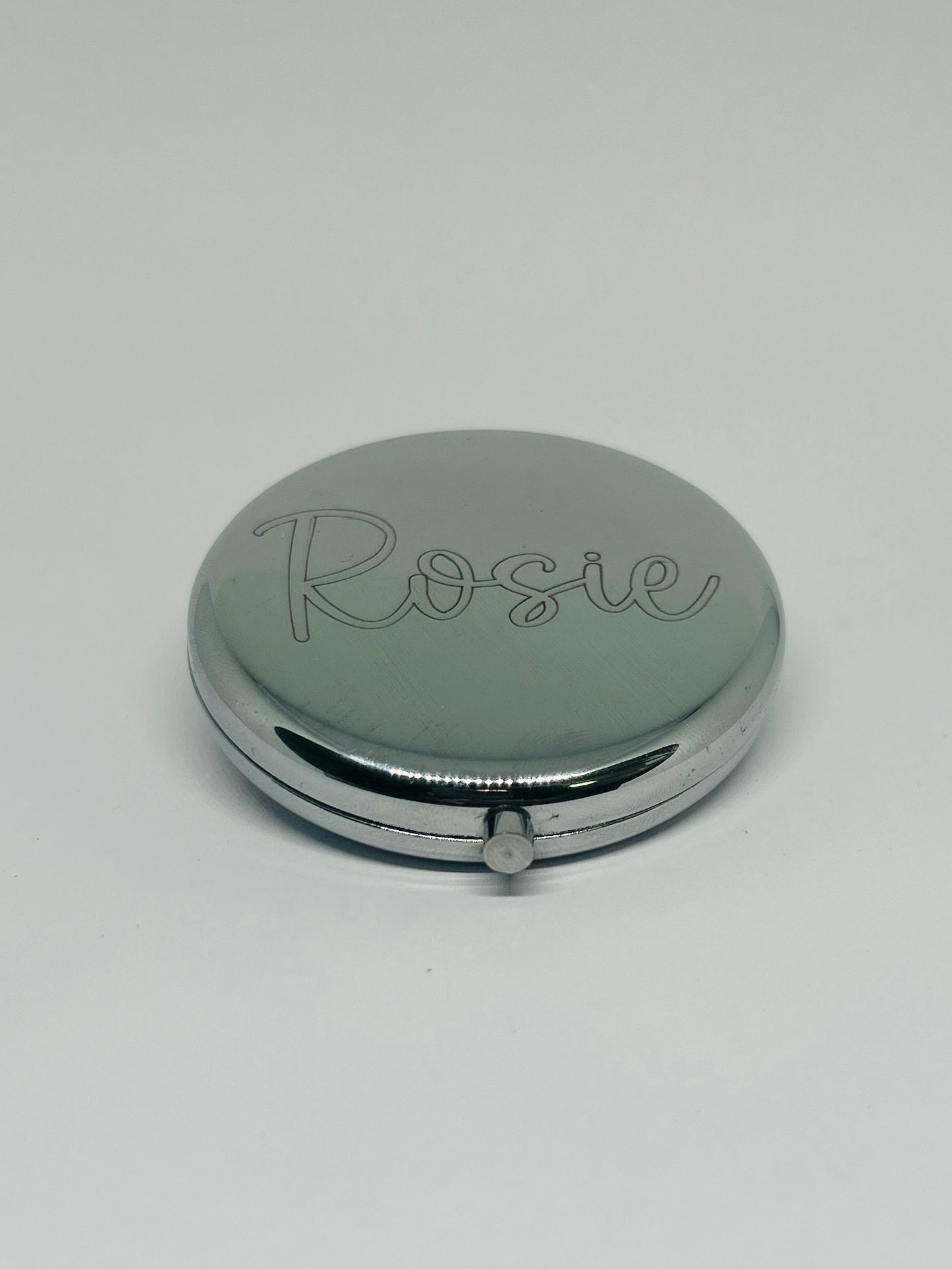 Personalised engraved silver compact mirror keepsake bridesmaid new baby christening birthday anniversary gift