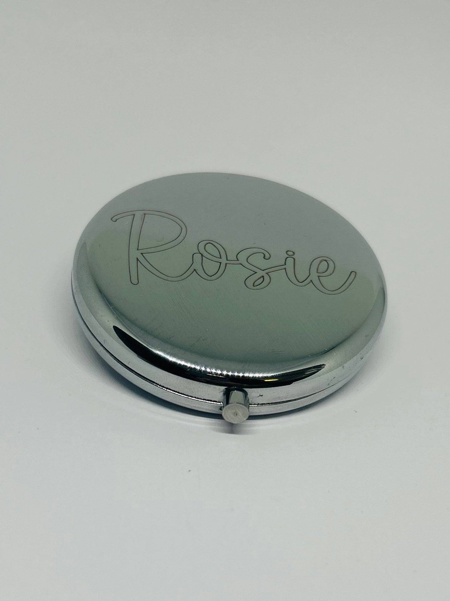 Personalised engraved silver compact mirror keepsake bridesmaid new baby christening birthday anniversary gift