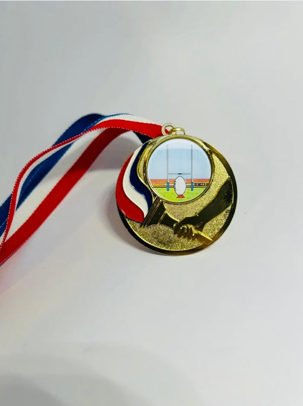 Flame style Gold Sport Engraved Medal