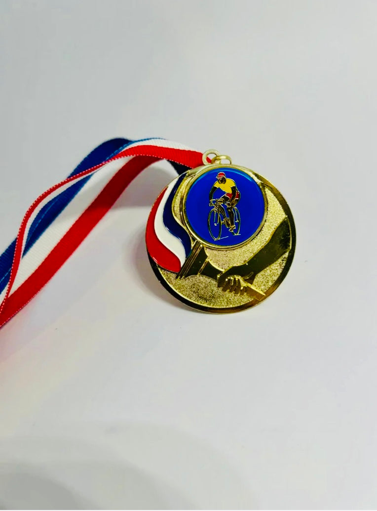 Flame style Gold Sport Engraved Medal